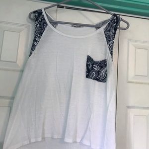 White & navy patterned tank